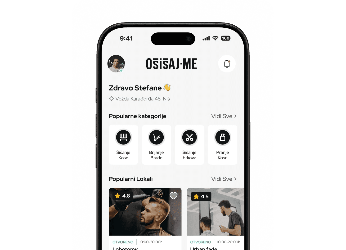 OsisajMe app screenshot